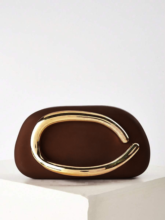 Brown Closure Clutch Bag