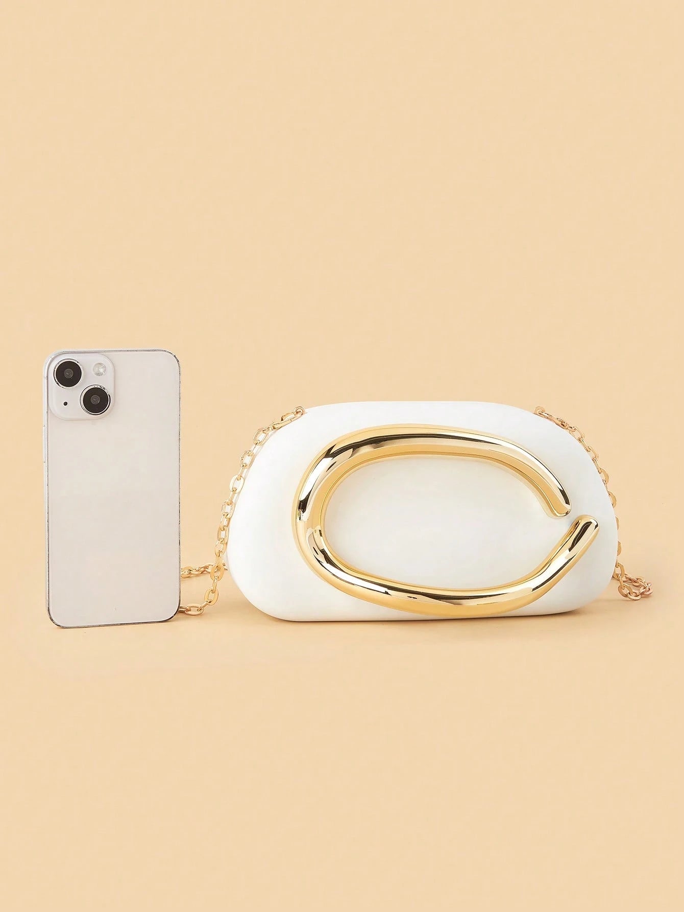 White Closure Clutch Bag