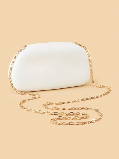 White Closure Clutch Bag