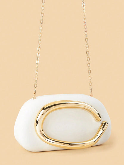 White Closure Clutch Bag