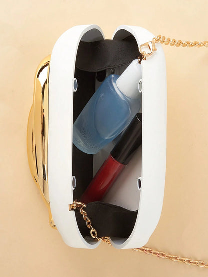 White Closure Clutch Bag