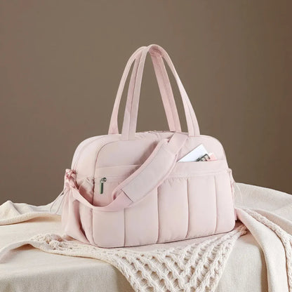 Beige Softline Quilted Carryall