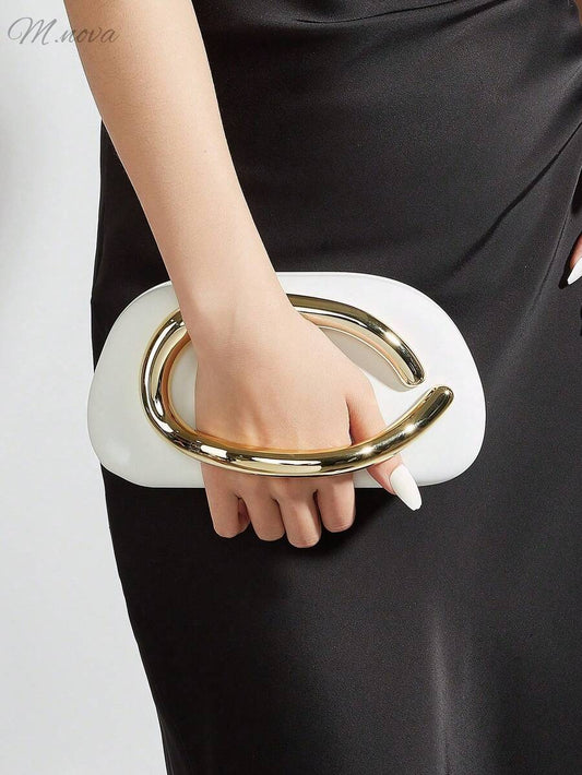 White Closure Clutch Bag