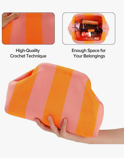 Stripe Cloud Clutch Bag(Orange/Pink)