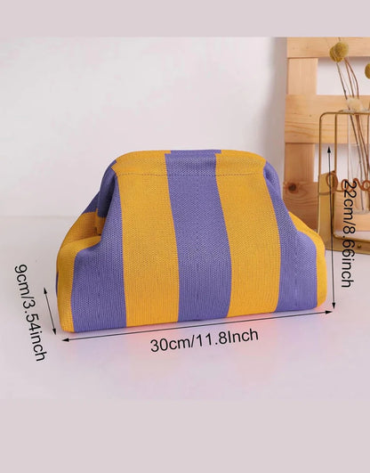 Stripe Cloud Clutch Bag(Berry/Butter)