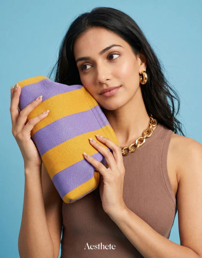 Stripe Cloud Clutch Bag(Berry/Butter)