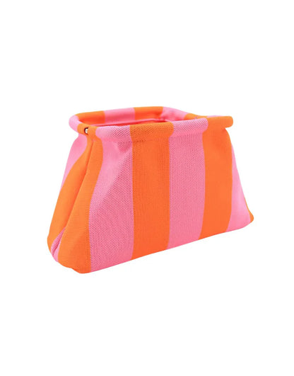 Stripe Cloud Clutch Bag(Orange/Pink)