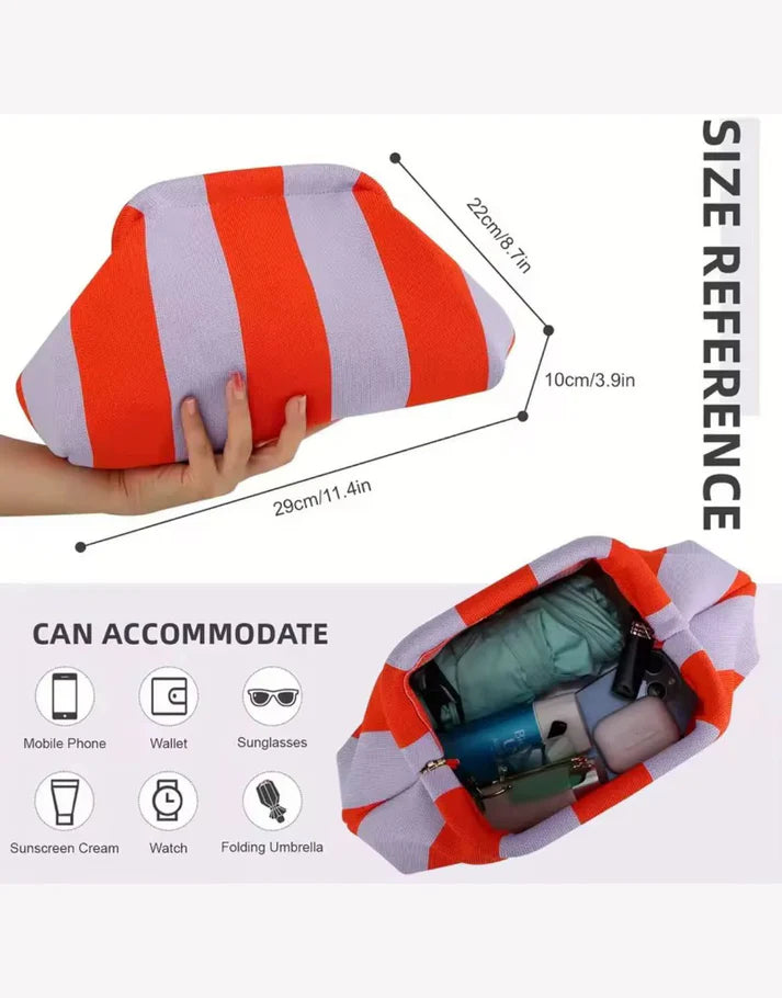 Stripe Cloud Clutch Bag(Orange/White)