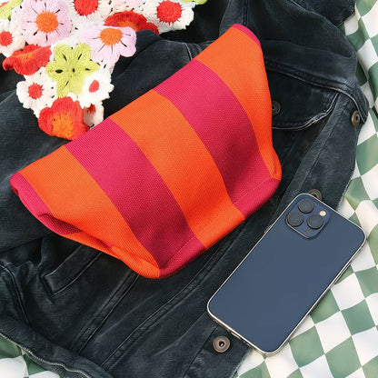 Stripe Cloud Clutch Bag(Dark Pink/Dark Orange)