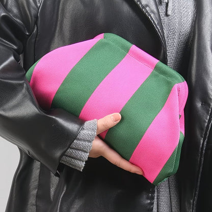 Stripe Cloud Clutch Bag(Pink/Green)