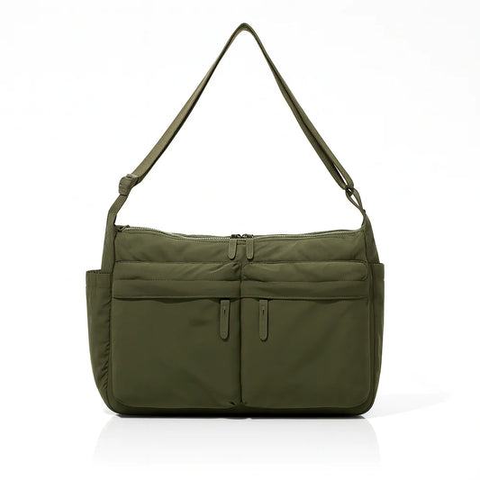 Olive Green Multi-Pocket Shoulder Bag