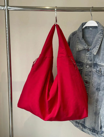 Casual Red Shoulder Tote Bag