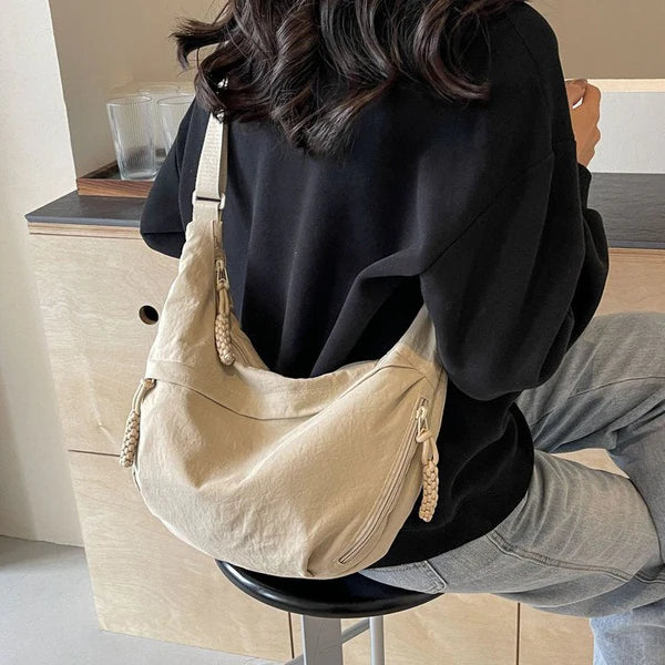 Beige Dumpling Crossbody Bag