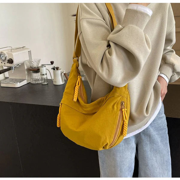 Beige Dumpling Crossbody Bag