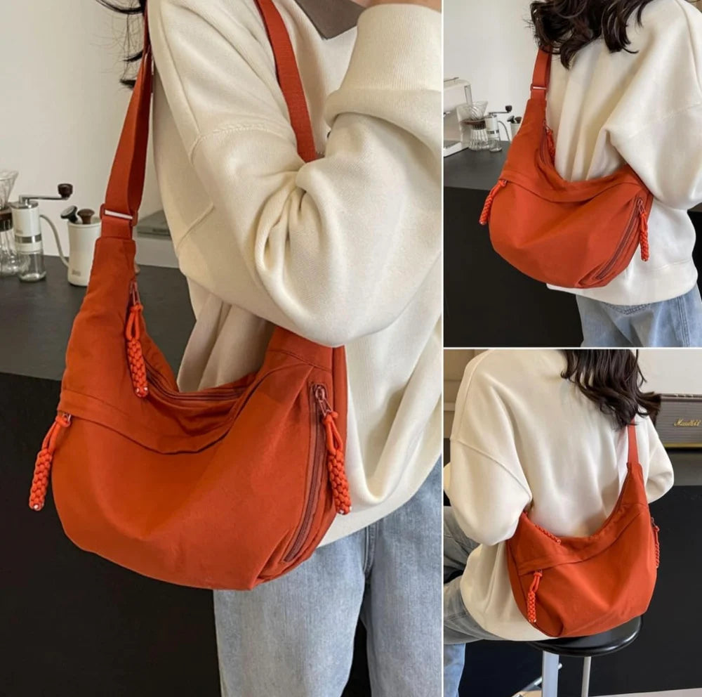 Beige Dumpling Crossbody Bag