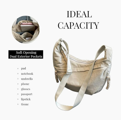 Beige Dumpling Crossbody Bag