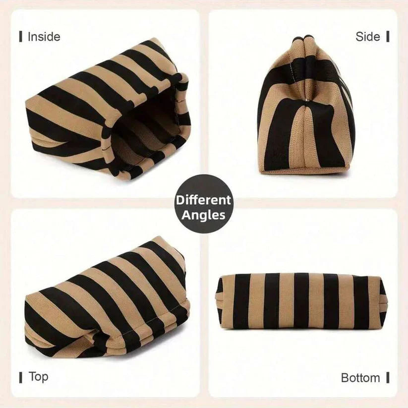 Stripe Cloud Clutch Bag(Black/Brown)
