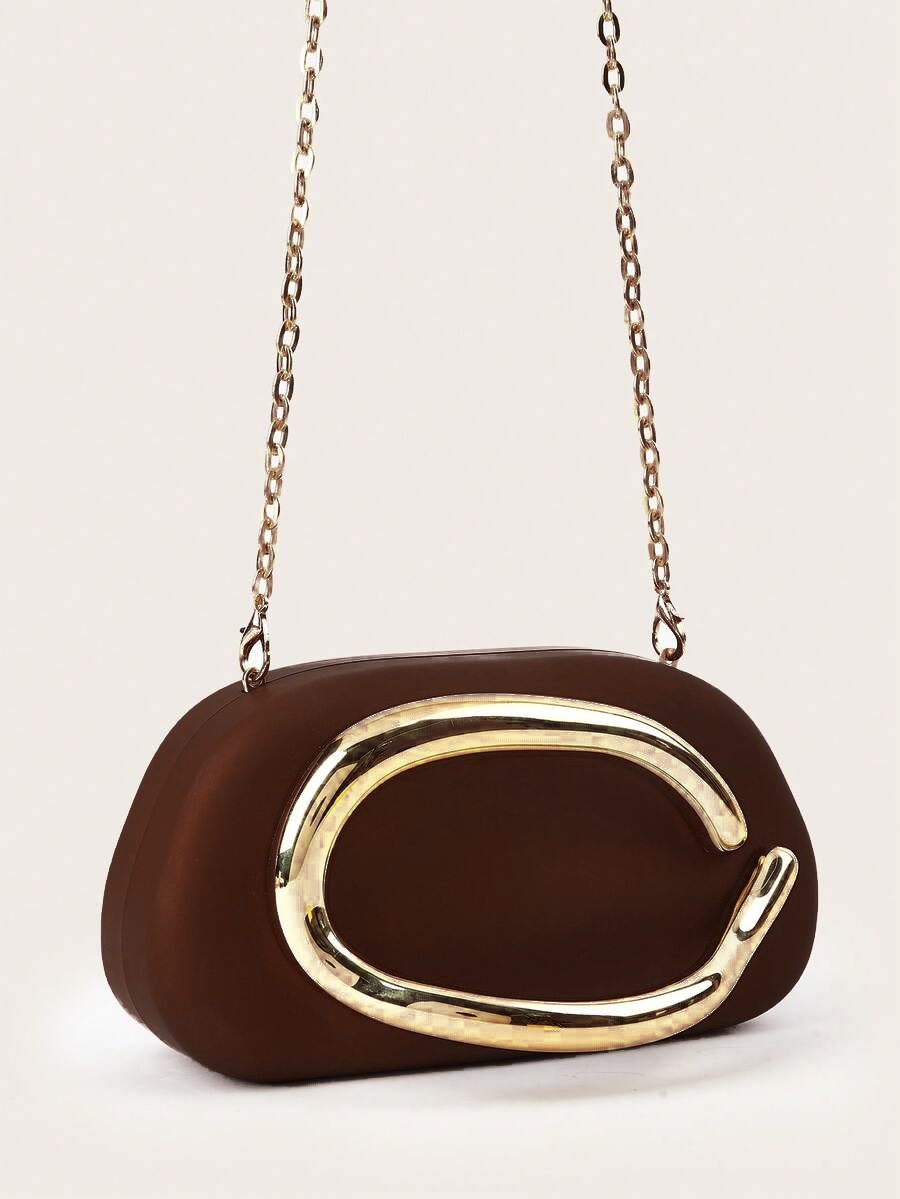 Brown Closure Clutch Bag