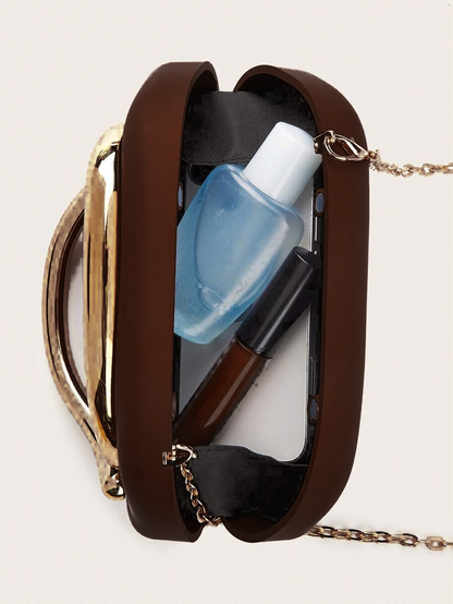 Brown Closure Clutch Bag