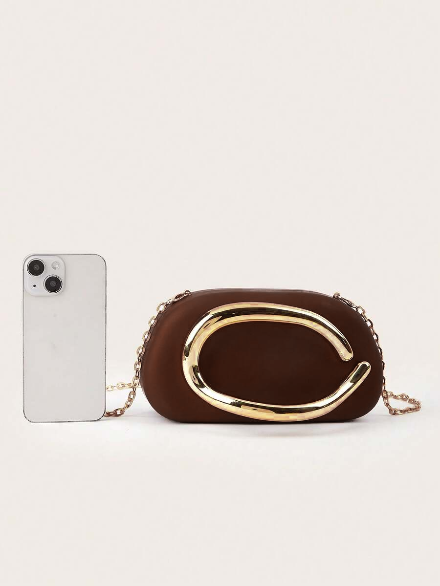Brown Closure Clutch Bag