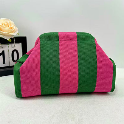 Stripe Cloud Clutch Bag(Pink/Green)