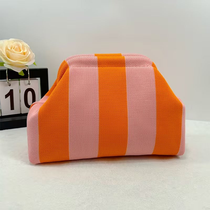 Stripe Cloud Clutch Bag(Orange/Pink)