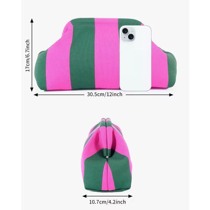 Stripe Cloud Clutch Bag(Pink/Green)