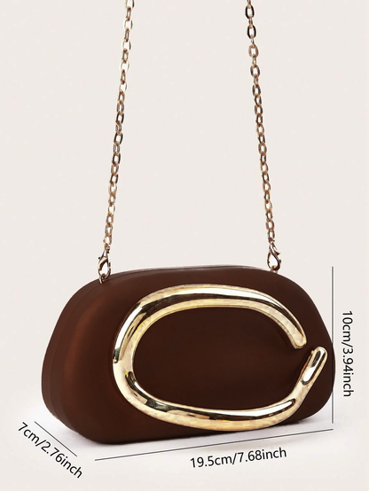 Brown Closure Clutch Bag