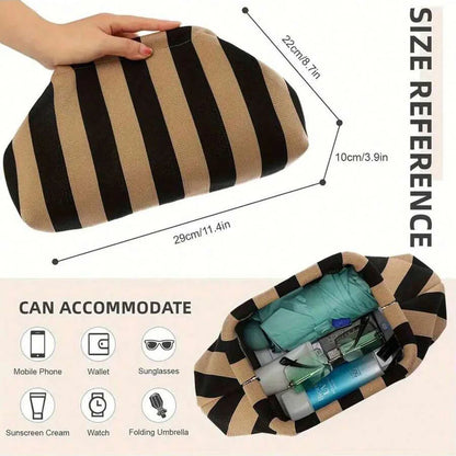Stripe Cloud Clutch Bag(Black/Brown)