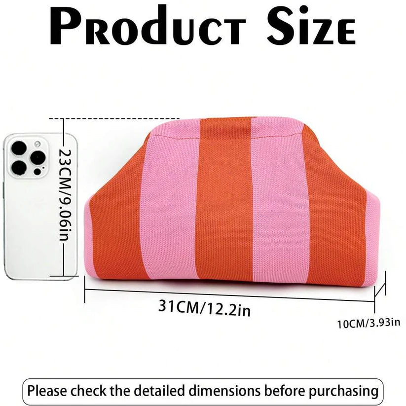 Stripe Cloud Clutch Bag(Orange/Pink)